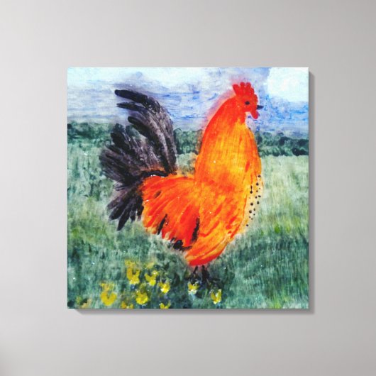 Rooster Chicken Art Land Canvas Afdruk (Voorkant)