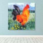 Rooster Chicken Art Land Canvas Afdruk (Insitu (Houten vloer))