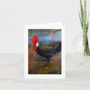 Rooster Chicken Art Print Note Card Blank Kaart