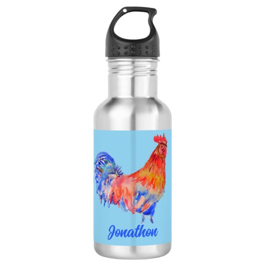 Rooster Chicken Boys Mannen Water Fles (Voorkant)
