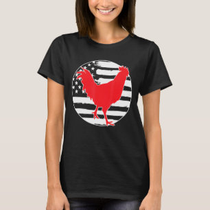 Rooster Chicken Farmer Usa Vlag op 4 juli T-shirt