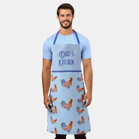 Rooster Chicken Funny Blue Bird horn Apron Schort (Gedragen)