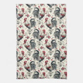 Rooster  Chicken Pattern zwart wit Theedoek (Verticaal)
