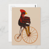 Rooster Chicken Riding a  Bicycle Briefkaart (Voorkant / Achterkant)