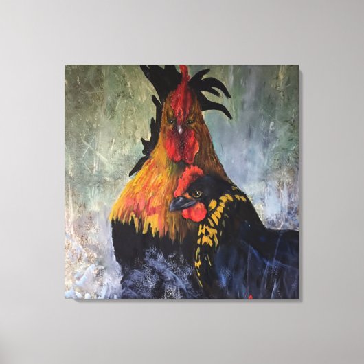 Rooster Chicken Rustic Boerderij Animal Canvas Afdruk (Voorkant)