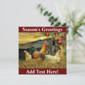 Rooster Chickens Chicken Coop Kerstmis Bedankkaart (Staand voorkant)