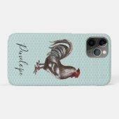  Rooster Chickenwire Blauwgroen Monogram Case-Mate iPhone Case (Achterkant (horizontaal))