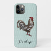  Rooster Chickenwire Blauwgroen Monogram Case-Mate iPhone Case (Achterkant)