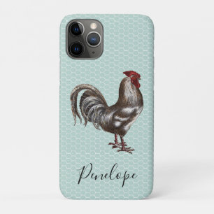  Rooster Chickenwire Blauwgroen Monogram iPhone 11 Pro Hoesje