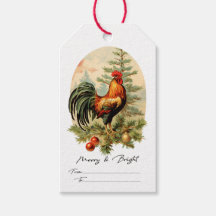  Rooster Christmas Gift Label