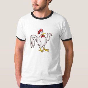 Rooster Cochin Waving Hallo Cartoon T-shirt