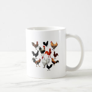 Rooster Collage Rustische kippen Koffiemok