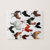 Rooster Collage  Rustische kippen Legpuzzel (Horizontaal)