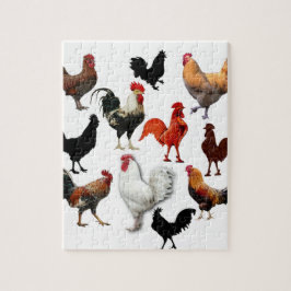 Rooster Collage Rustische kippen Legpuzzel