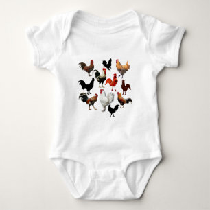 Rooster Collage  Rustische kippen Romper