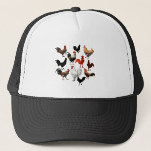 Rooster Collage Rustische kippen Trucker Pet