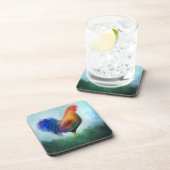 Rooster Coloré Dessous de verre d'art (Côté Droit)