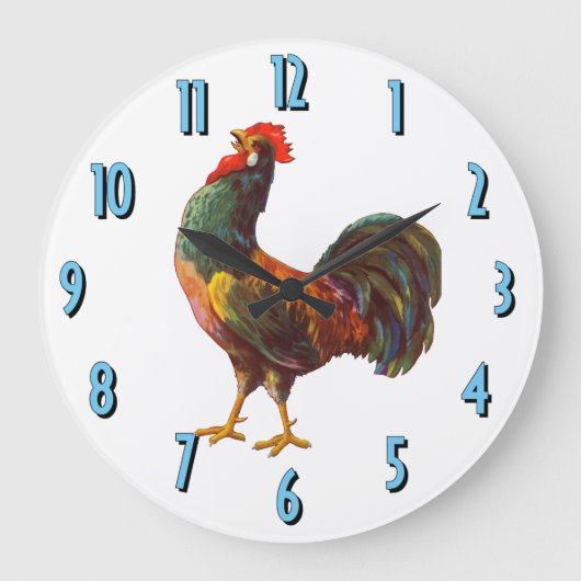 Rooster Crate Art Kitchen Clock Grote Klok (Voorkant)