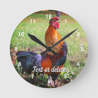 Rooster Crowing Boerderij Dierlijk gepersonaliseer Ronde Klok