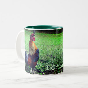 Rooster Crowing Personalized Animal Tweekleurige Koffiemok