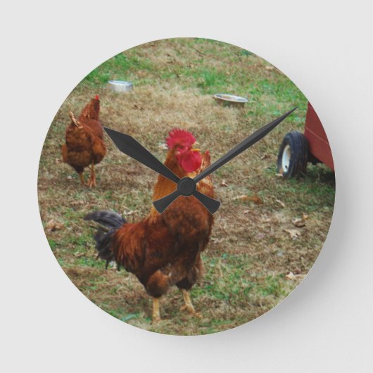 Rooster Crowing Ronde Klok (Voorkant)