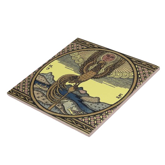 Rooster Crowing to Morning Sun door Bilibin Tegeltje (Zijkant)