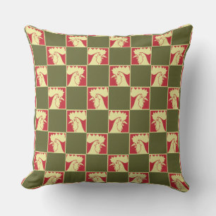Rooster dambordpatroon kussen