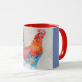 Rooster d'aquarelle rouge Bonne Matinée Mug d'enso (Devant droit)