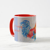 Rooster d'aquarelle rouge Bonne Matinée Mug d'enso (Devant gauche)