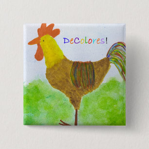 Rooster DeColores Square Button
