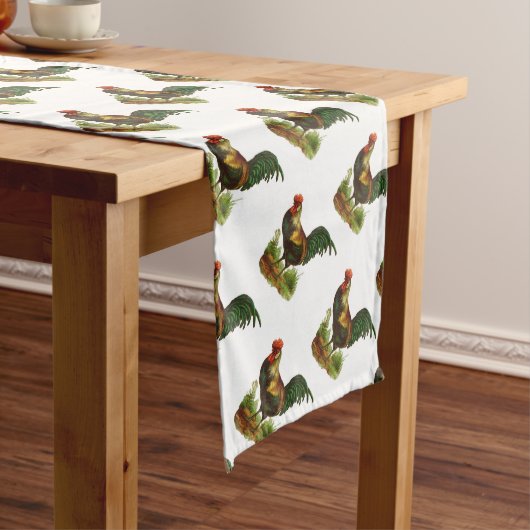 Rooster Design Farmhouse Table Runner Korte Tafelloper (Voorbeeld)