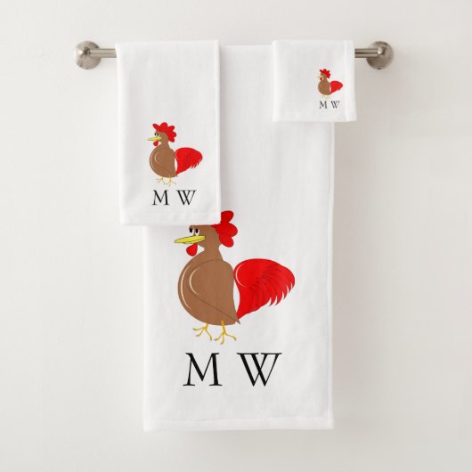 Rooster Design Monogrammed Bad Handdoek (Insitu)