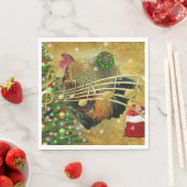 Rooster die kerstkaarten zingt Servet (Insitu)