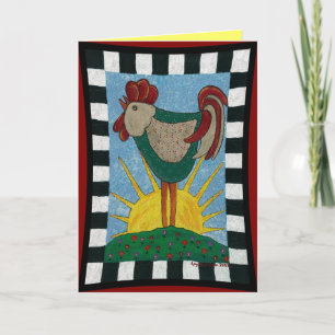 Rooster du matin - carte de voeux du lever du sole