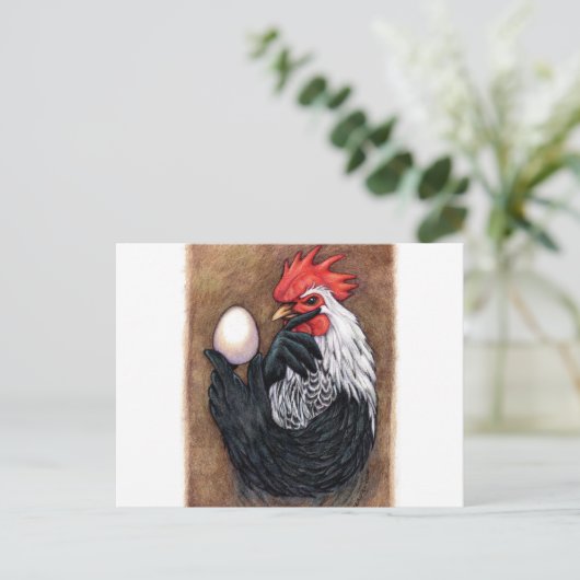 Rooster Egg Drawing Chicken Philosopher Briefkaart (Staand voorkant)