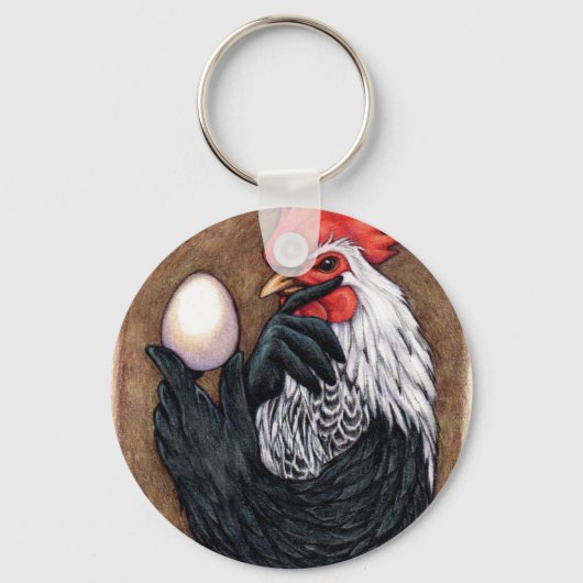Rooster Egg Drawing Chicken Philosopher Sleutelhanger (Voorkant)