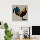  Rooster en Antiek tekstopslag - Aangepast Poster (Thuiskantoor)