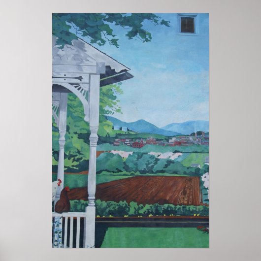 Rooster en Boerderij VeldPoster Poster (Voorkant)