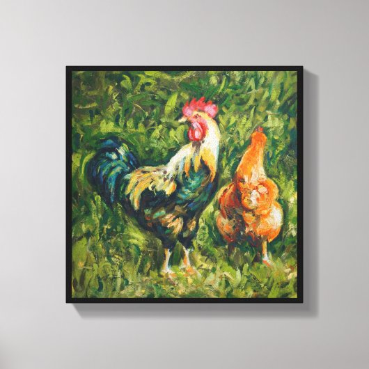Rooster en Hen Canvas Afdruk (Voorkant)