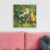 Rooster en Hen Canvas Afdruk (Insitu (Woonkamer))