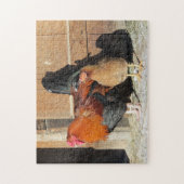 Rooster en Hen Chicken Boerderij Scene Jigzaag Puz Legpuzzel (Verticaal)
