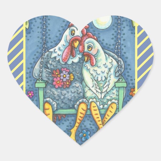 ROOSTER EN HEN LOVERS, STICKERS met CHICKEN (Voorkant)