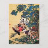 Rooster en Hen met Hydrangeas door Ito Jakuchu Briefkaart (Voorkant)
