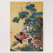 Rooster en Hen met Hydrangeas door Ito Jakuchu Legpuzzel (Verticaal)