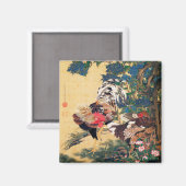 Rooster en Hen met Hydrangeas door Ito Jakuchu Magneet (Voorkant / Achterkant)