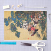 Rooster en Hen met Hydrangeas door Ito Jakuchu Tissuepapier (Craft)