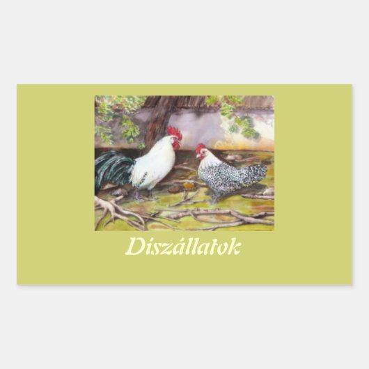 Rooster en Hen Rechthoekige Sticker (Voorkant)