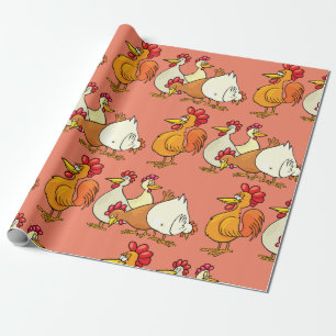 Rooster en kippen cadeaupapier