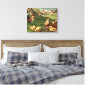 Rooster en kippen canvas afdruk (Insitu (Slaapkamer))