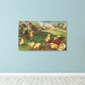 Rooster en kippen canvas afdruk (Insitu (Houten vloer))